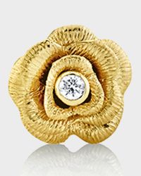 14k Diamond-Bezel Rose Stud Earring, Single