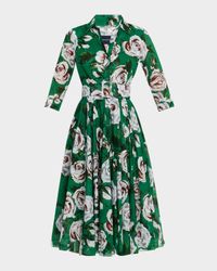 Aster Belted Floral-Print Cotton Midi Shirtdress