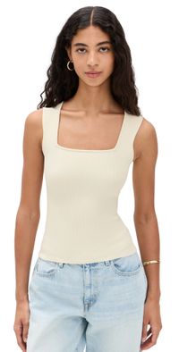 DL1961 Instasculpt Rib Square Neck Top Ecru (Instasculpt Rib) S
