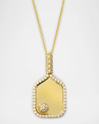 18K Yellow Gold Diamond Pickleball Paddle Pendant Necklace
