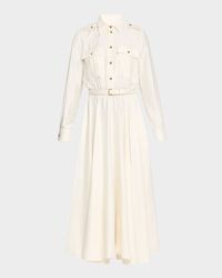 Lela Shantung Nep Midi Shirtdress With Belt