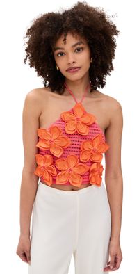 The Wolf Gang La Monada Knit Top Coral M