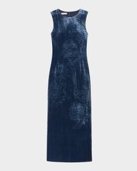 Baroque-Embroidered Velvet Midi Dress