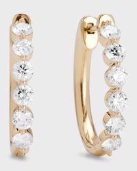18k Yellow Gold Diamond Hoop Earrings, 1.5 ct., .75"