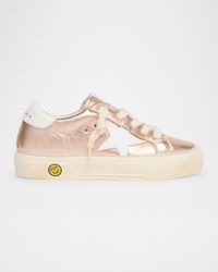 Girl's May Laminated Leather Low-Top Sneakers, Toddler/Kids