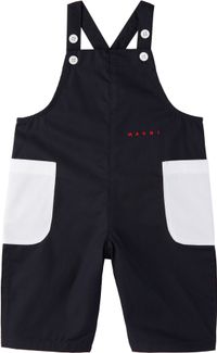 Marni Baby Navy Embroidered-Logo Overalls