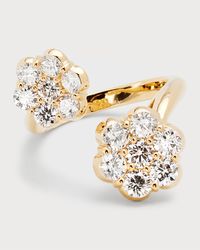 18k Yellow Gold Flower Diamond Bypass Ring, Size 6 and 7