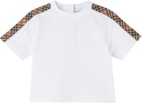 Burberry Baby White Check Trim Cotton T-shirt
