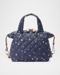 Sutton Micro Star-Print Quilted Top-Handle Bag