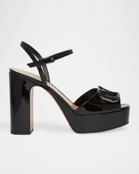 VLogo Patent Ankle-Strap Platform Sandals