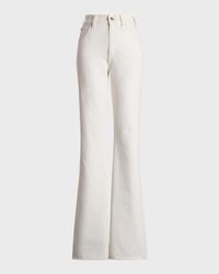 Kaida Mid-Rise White Denim Bootcut Jeans