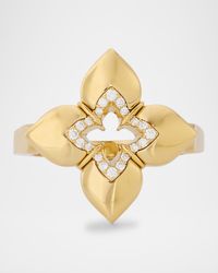 18K Yellow Gold Diamond Venetian Princess Ring, Size 6.5