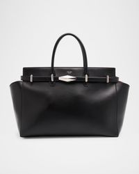 Diamond Belted Leather Top-Handle Bag