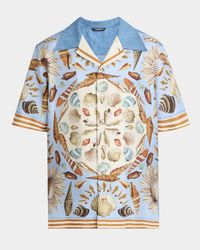 Men's Costiera Silk and Denim Camp Shirt