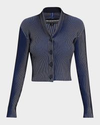 Button-Down Striped Knit Cardigan