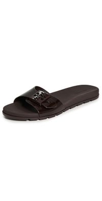 Tory Burch Buckle Slides DARK COCOA / DARK COCOA 10