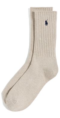 Polo Ralph Lauren Cotton Rib Crew Socks Taupe 10-13