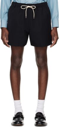 AURALEE Black Wool Max Canvas Shorts