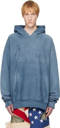 Marking Distance Pull à capuche bleu à logo