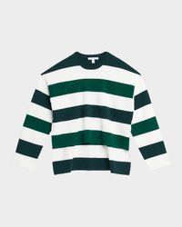 Jesone Striped Crewneck Crop Sweater