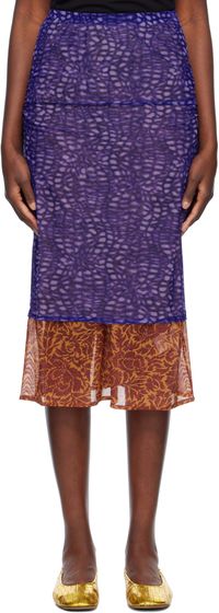 Dries Van Noten Purple & Orange Mesh Midi Skirt