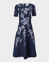 Floral Jacquard Flare Dress