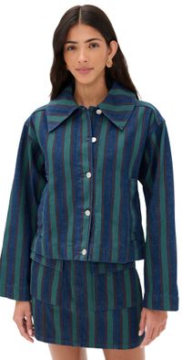 The Tiny Big Sister Boxy Striped Jacket Stone 42
