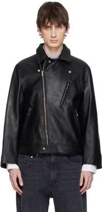 WACKO MARIA Black Double Riders Leather Jacket