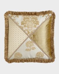 Antoinette Pieced Pillow with Loop Fringe, 20"Sq.
