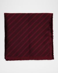 Men's Tonal Stripe Silk Pocket Square