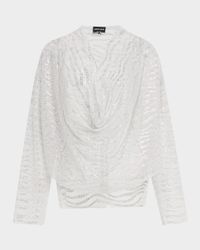 Embellished Draped Long-Sleeve Blouse