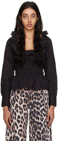 GANNI Black Smock Blouse