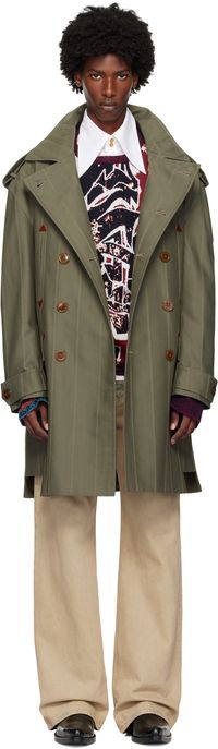 Vivienne Westwood Green Stripped Trench Coat