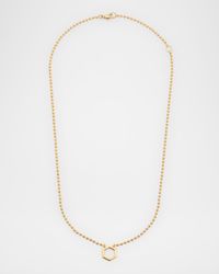 18K Yellow Gold Bead Hexagon Pendant Necklace