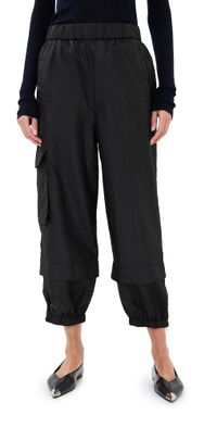 Tibi Crispy Nylon Pull On Joggers Black L