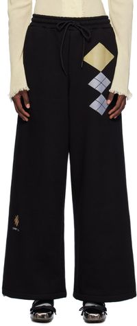 OPEN YY Black Argyle Wide Sweatpants