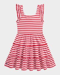 Girl's Striped Open Back Day Dress, Size 2-6X