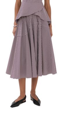 Bite Studios Maxime Striped Organic Cotton Skirt Plum Stripe 34