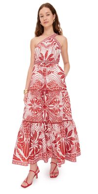 FARM Rio Monochrome Elegance Scarf Red Maxi Dress Red S