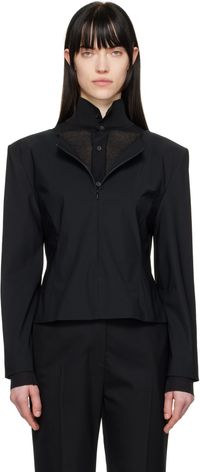AMOMENTO Black Boat Neck Two Way Top
