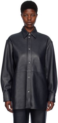 Studio Nicholson Black Santos Leather Shirt