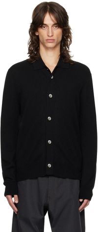 Comme Des Garçons Homme Deux Cardigan noir en laine à boutons