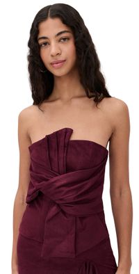 Line & Dot Valen Faux Suede Top Maroon S