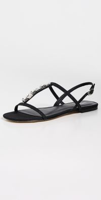 Larroudé Calypso Flat Sandals Black 6.5