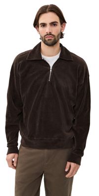 ASHER Claude Quarter Zip Chocolate M