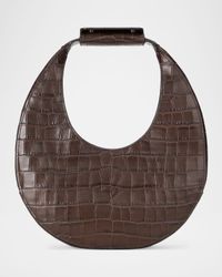 Moon Croc-Embossed Leather Tote Bag