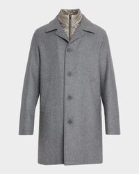 Men's Wool Car Coat with Bib