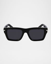 Men's Prisma Modified Acetate Rectangle Sunglasses