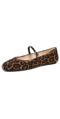 Gianvito Rossi Carla Camoscio Leopard Print Flats Almond Leopard Print 36