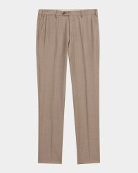 Men's Wool Sharkskin Flat Front Trousers